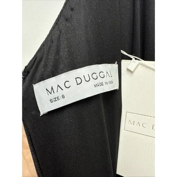 MAC DUGGAL Size 6 Black 10883 Embellished Scoop Neck Tiered Formal Gown Dress